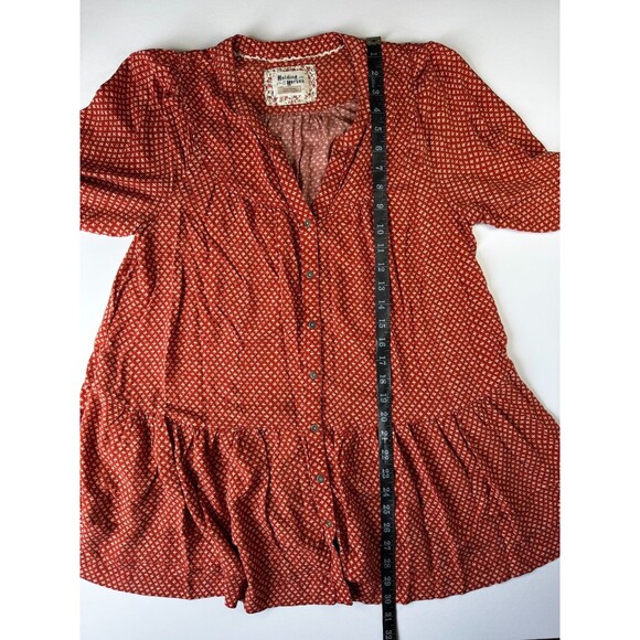 Holding Horses Anthropologie Tunic Top Small Boho Rust Red Peasant Style Tiered - Picture 10 of 13